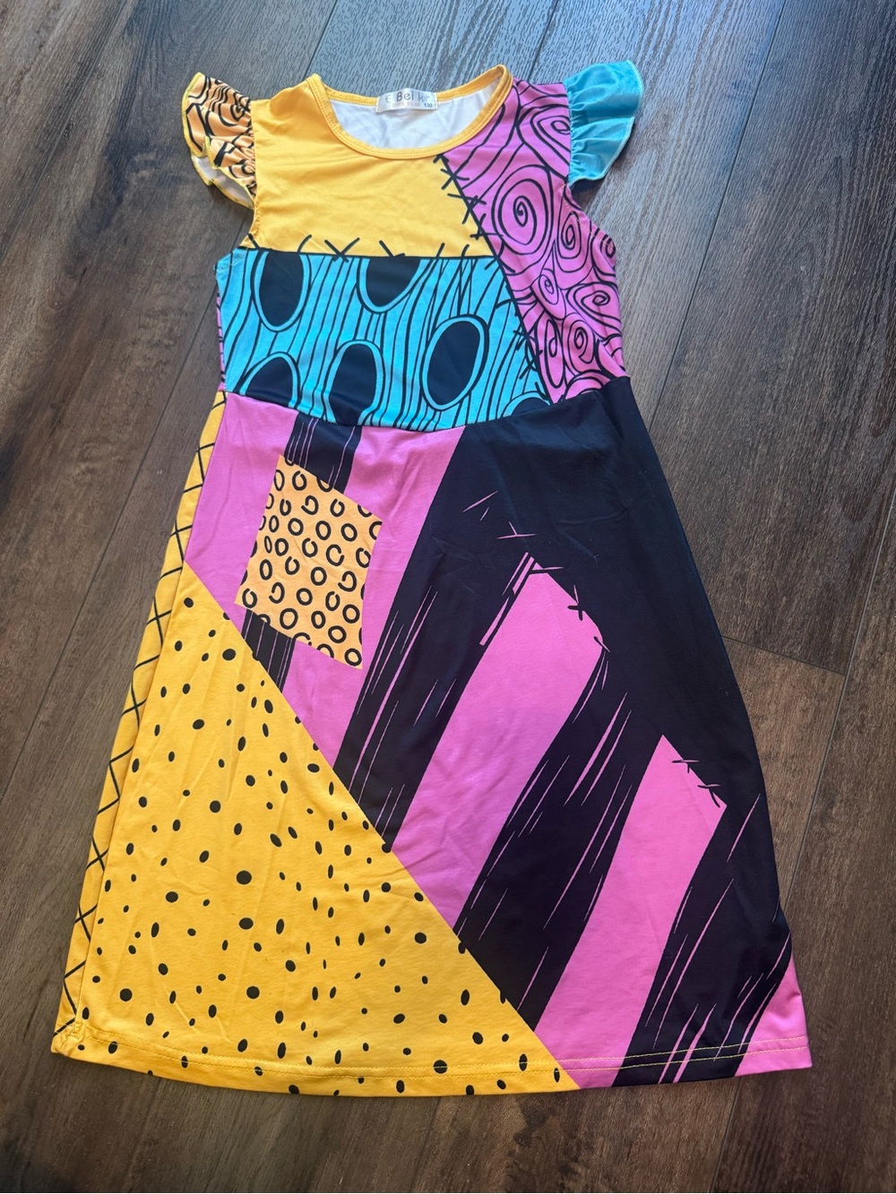 Kids Sally Nightmare Before Christmas Patchwork Dress Costume girls size 6/7 - Picture 1 of 4